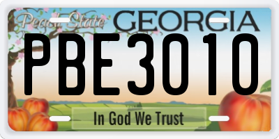 GA license plate PBE3010