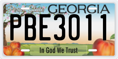 GA license plate PBE3011
