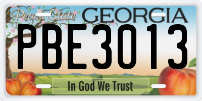 GA license plate PBE3013