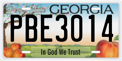 GA license plate PBE3014