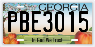 GA license plate PBE3015