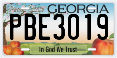 GA license plate PBE3019