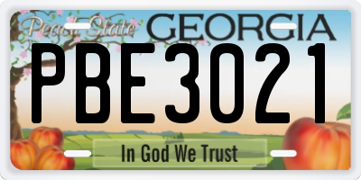 GA license plate PBE3021