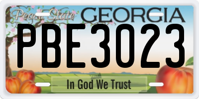 GA license plate PBE3023