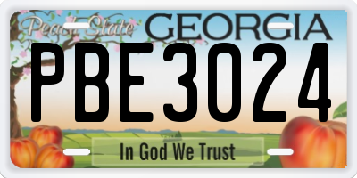 GA license plate PBE3024