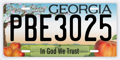 GA license plate PBE3025