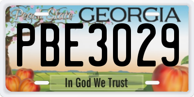 GA license plate PBE3029