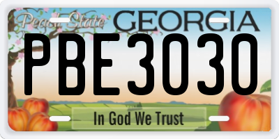 GA license plate PBE3030