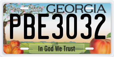 GA license plate PBE3032
