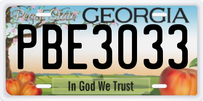 GA license plate PBE3033