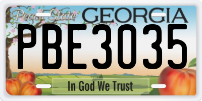 GA license plate PBE3035