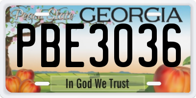 GA license plate PBE3036