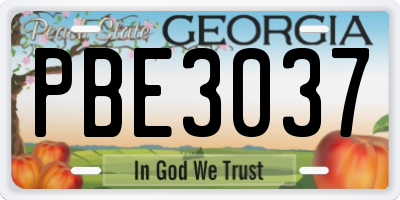 GA license plate PBE3037