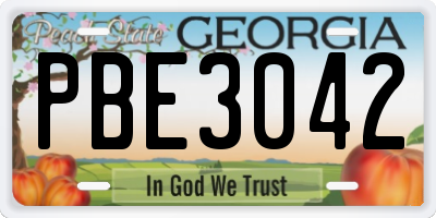 GA license plate PBE3042