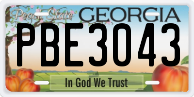 GA license plate PBE3043