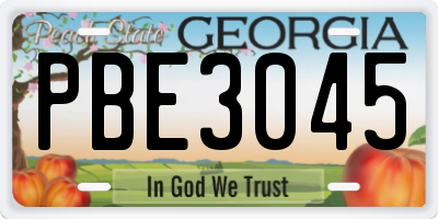 GA license plate PBE3045