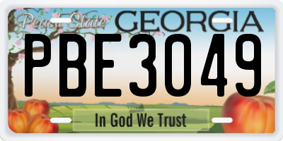 GA license plate PBE3049