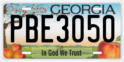 GA license plate PBE3050