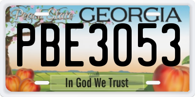 GA license plate PBE3053