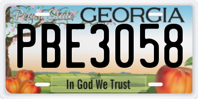 GA license plate PBE3058