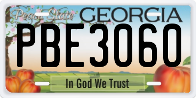 GA license plate PBE3060