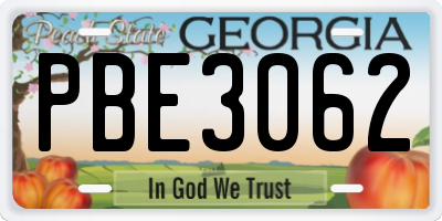 GA license plate PBE3062