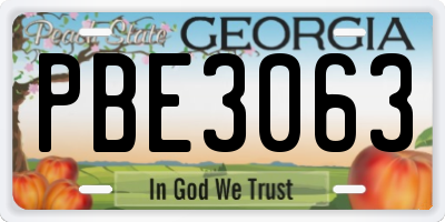 GA license plate PBE3063