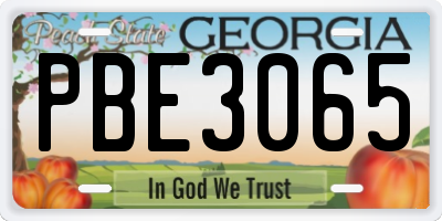 GA license plate PBE3065