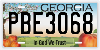 GA license plate PBE3068