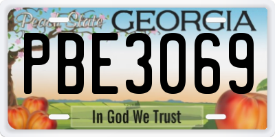 GA license plate PBE3069