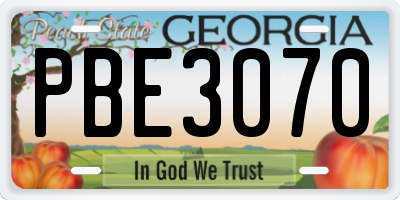 GA license plate PBE3070