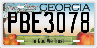 GA license plate PBE3078