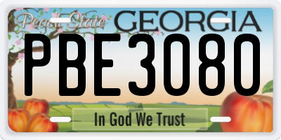 GA license plate PBE3080