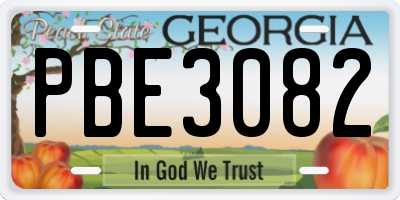 GA license plate PBE3082
