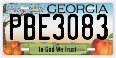 GA license plate PBE3083