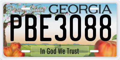 GA license plate PBE3088