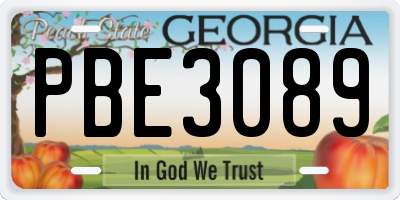 GA license plate PBE3089