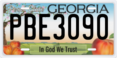 GA license plate PBE3090