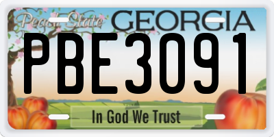 GA license plate PBE3091