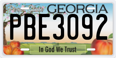 GA license plate PBE3092