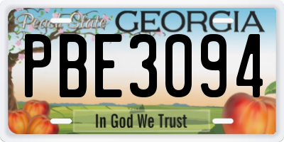 GA license plate PBE3094