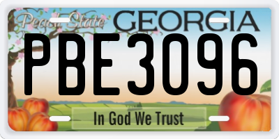 GA license plate PBE3096