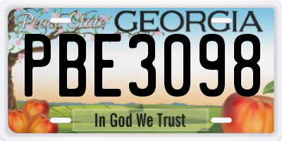 GA license plate PBE3098