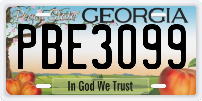 GA license plate PBE3099