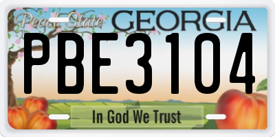 GA license plate PBE3104