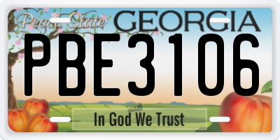 GA license plate PBE3106