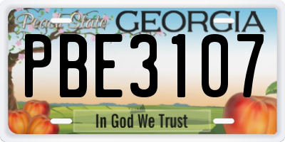 GA license plate PBE3107