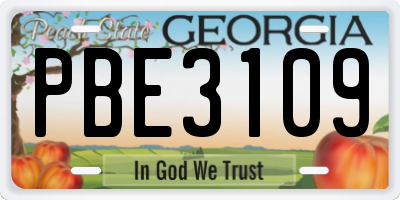 GA license plate PBE3109
