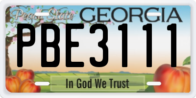 GA license plate PBE3111