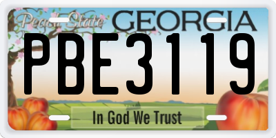GA license plate PBE3119